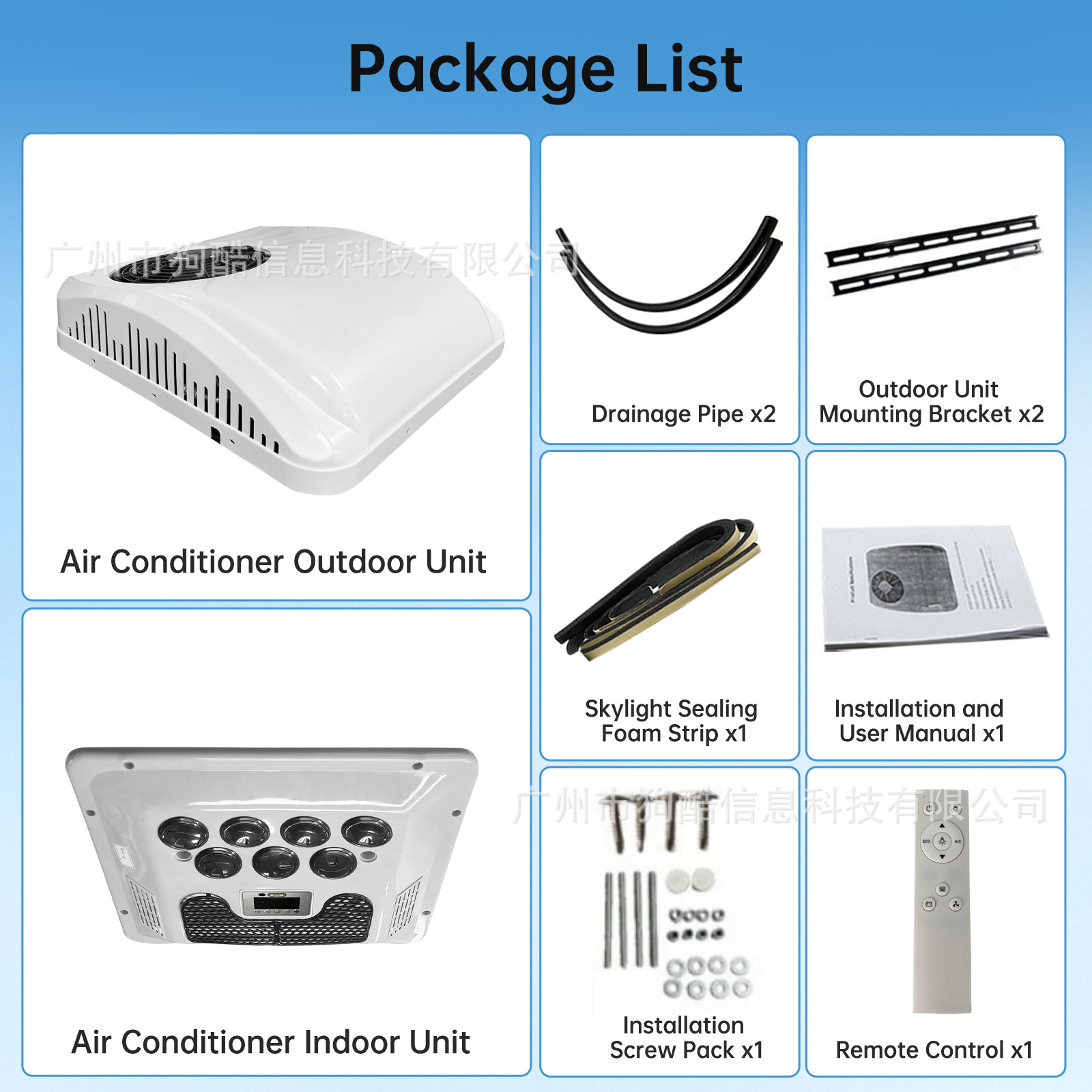 In-Stock Automotive Electric Air Conditioning Unit, Integrated Cooling and Heating, 12V, for Rvs, Large Trucks, Heavy-Duty Trucks, Rooftop-Mounted Parking Air Conditioner