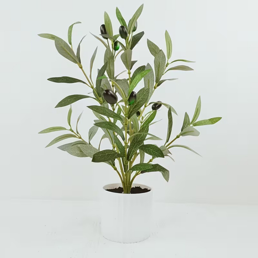 Transfronteriza venta caliente de olivos de imitación en maceta sala de estar plantación verde decoración de árboles falsos adornos interiores con olivas frutas image 5
