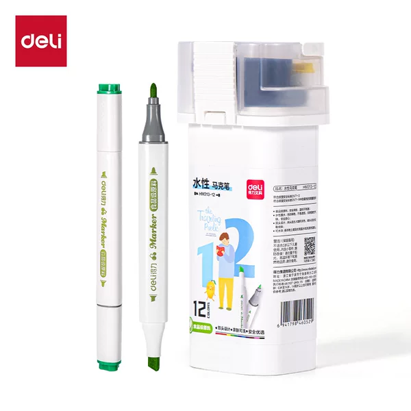 Hm313 Barrel-Packed Fine Triangular Rod Food-Grade Water-Based Marker Pen Washable Student Children's Drawing Pen