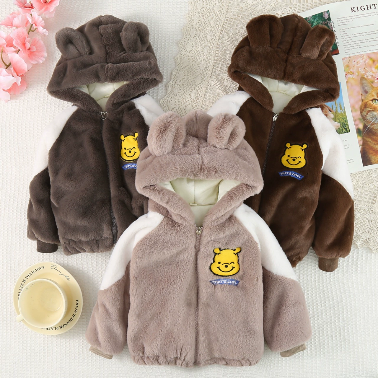 Флисовый свитер для мужчин и женщин, Cartoon down jacket, детский худи, детская одежда, интернет-знаменитость, в западном стиле