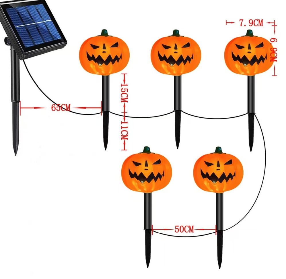 Nuevos productos transfronterizos de Halloween jardín al aire libre impermeable decoración de lámparas LED calabaza fantasma lámpara solar