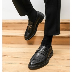 皮鞋男士内增高级感英伦风正装休闲一脚蹬2025春季新款潮流豆豆鞋