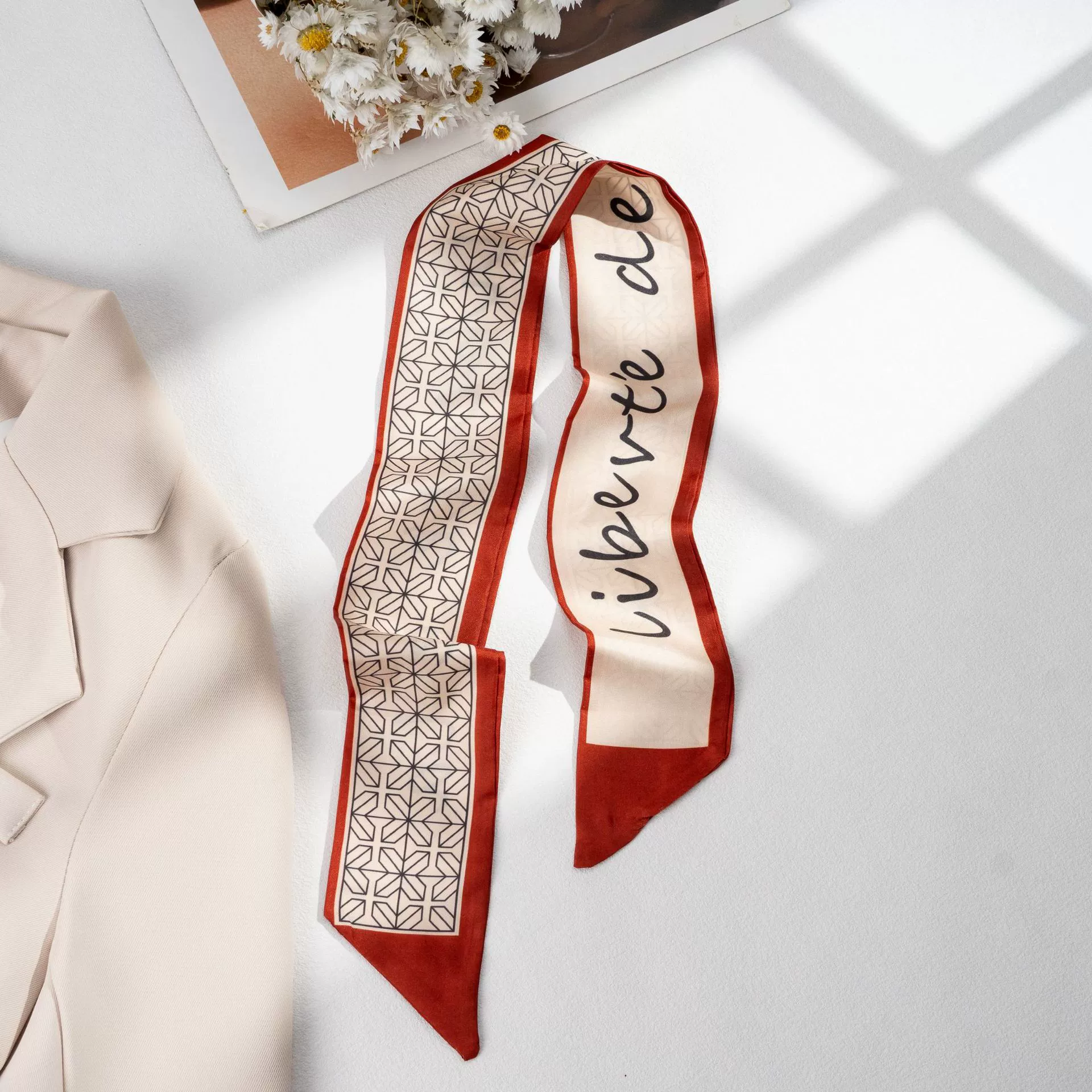 Silk Scarf Hairband (Suhang) long streamer 89×3.8 cm, lightweight gift box option