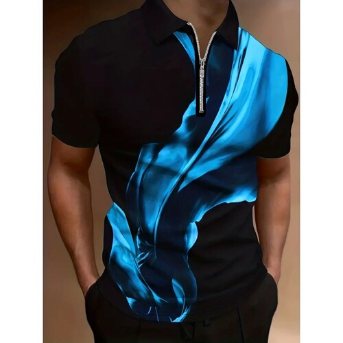 Breathable sport POLO shirt factory, men's high street fashion, straight collar, loose zipper polo shirt