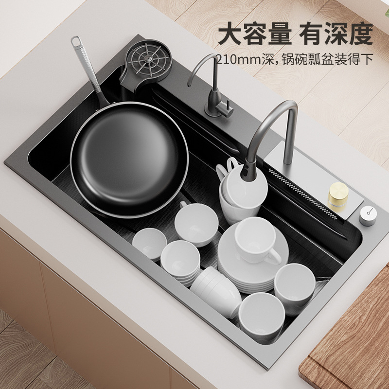 Cocina 304 acero inoxidable fregadero de verduras grueso gran recubrimiento de celda única combinación de textura de panal de nano suministro directo del fabricante