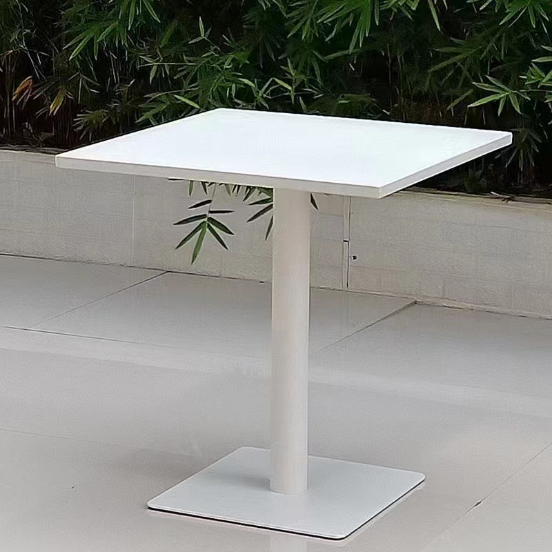 Mesa redonda de acero al carbono impermeable para exterior, balcón, bar o restaurante