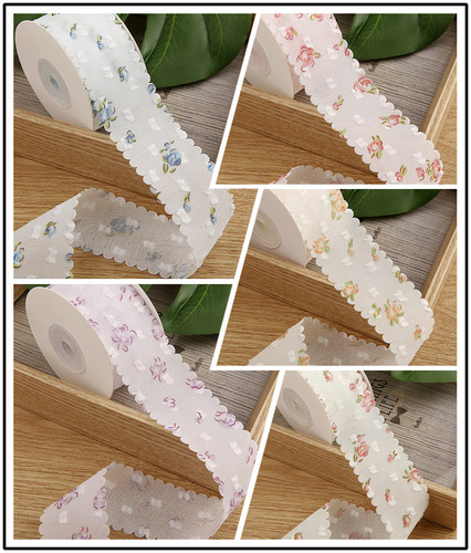 Lace velvet dot chiffon yarn with handmade bow hair accessories shoe flower accessories flowers snow gauze printed ribbon