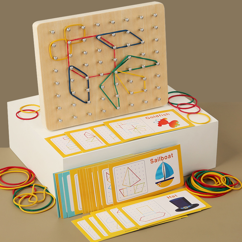 De madera de los niños educación temprana montessori forma geométrica creativa tablero de uñas material didáctico kindergarten bebé juguetes educativos
