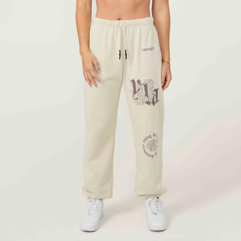 Cross-border foreign trade European and American fashion brand sports fitness trousers spring American leisure jogger terry cotton toe trousers