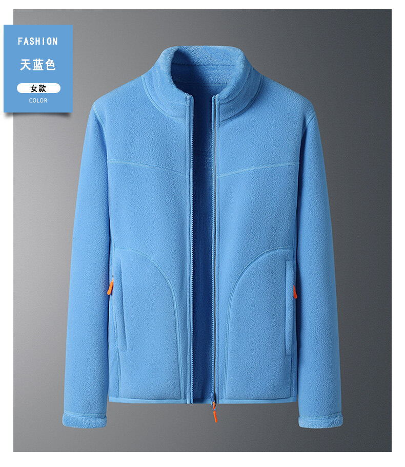 Chaqueta de lana para hombres y mujeres forrada de lana engrosada suéter de doble cara chaqueta de pareja de lana polar chaqueta de pareja de doble cara desgaste al por mayor