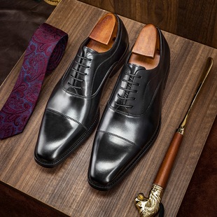 in stock Oxford Shoes Men's Shoes Business Dress Three-connector Men's Korean Leather Shoes Leather Sole Shoes Men's Trendy Shoes