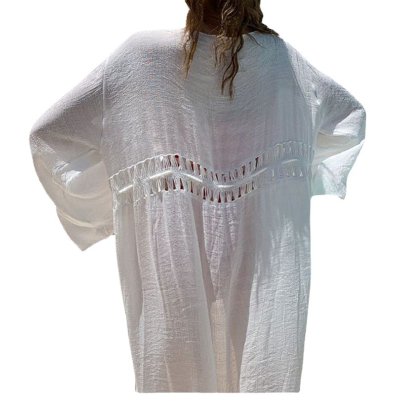 Wholesale cross-border rayon hand hook beach blouse sexy loose cardigan Hot Spring Leisure vacation bikini blouse
