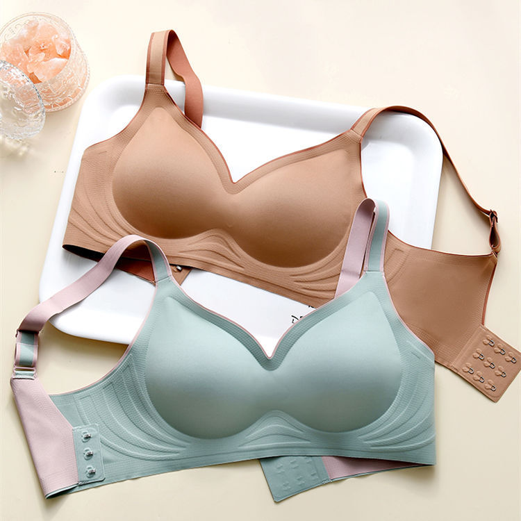 新款渐变乳胶果冻条内衣女素肌聚拢无钢圈无痕一片式运动背心文胸|ms