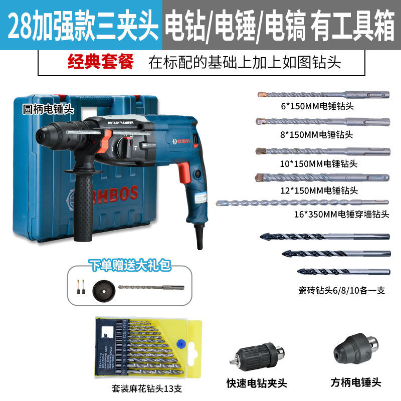 Tres pinzas 28 reforzadas con mango redondo de 1000w disponible - paquete clásico