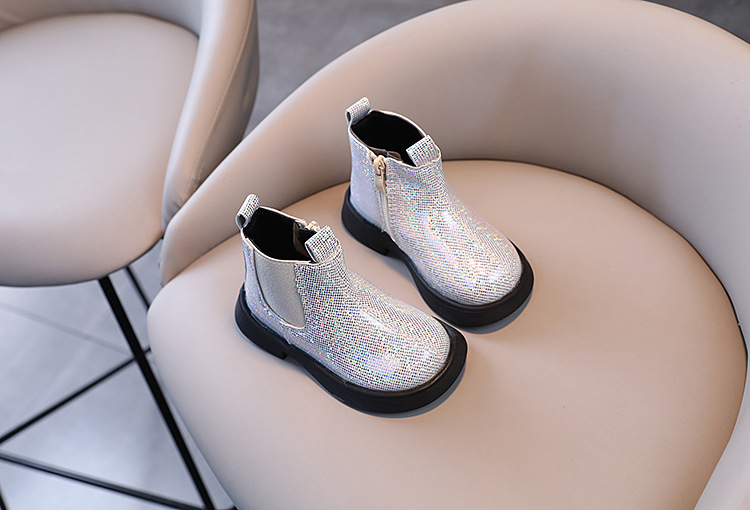 Herbst und Winter Single Flat Bottom Princess Mädchen weiße kurze Kristall Kinder Martin Stiefel_voghion.com