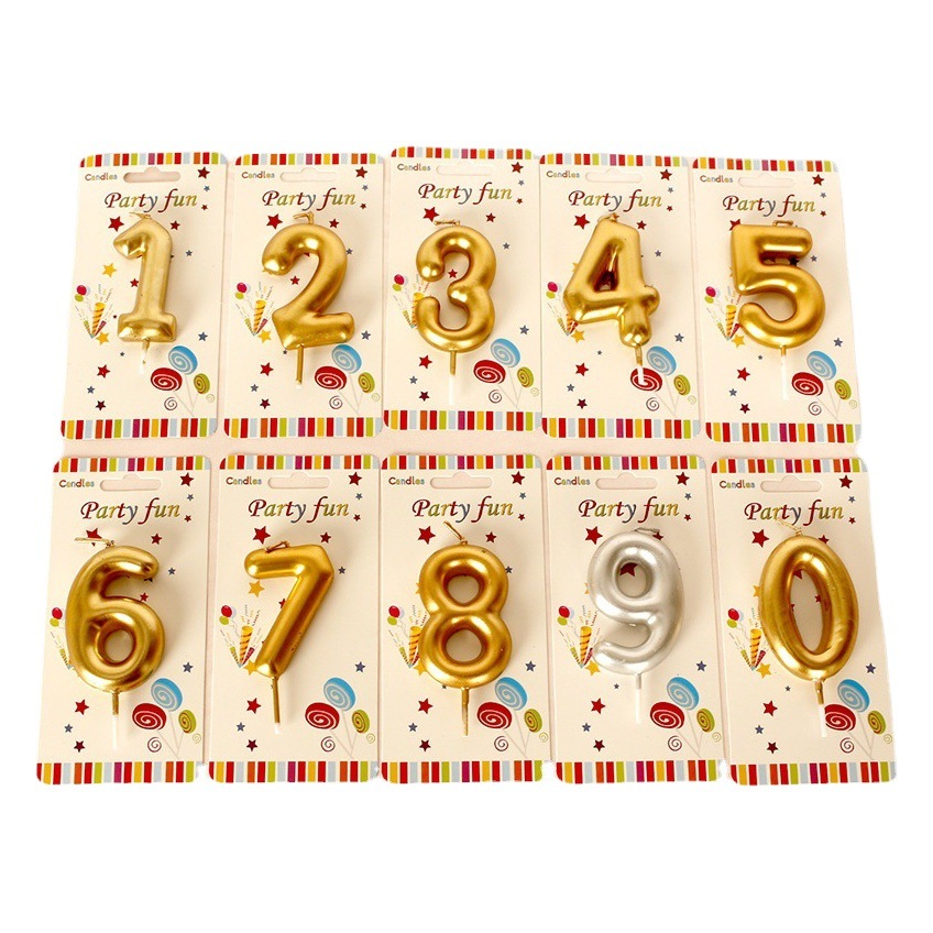 Vela digital Fiesta de cumpleaños años de edad bricolaje pastel de cumpleaños hecho a mano vela de oro local 0-9 vela pequeña digital