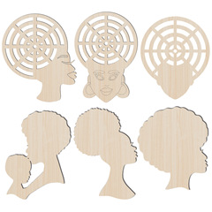 Craft Wood Slice Mother's Day Gift DIY Human Head Painting Ornament African Woman Head Wooden Children's Drawing Board
