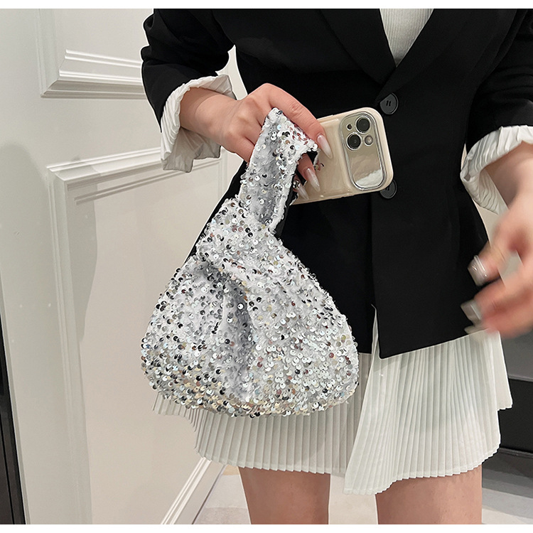 112g Weight Polyester Lining Material Sequins Fashion Element Open Closure Type Top Handle Strap Type Handbag, Evening Bag Bags Type Holiday, Party Occasion Sequin Material Solid Color Pattern All Seasons Season Women's Gender Vintage Style, Classic Style Style Square Shape Small Size Women's Small Sequin Solid Color Vintage Style Classic Style Sequins Open Evening Bag 5