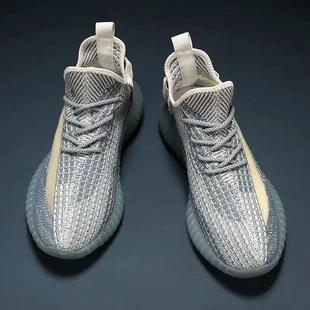 New trendy shoes 350 coconut shoes, breathable fly-woven versatile sports shoes for men and women, casual thick-soled white shoes for couples