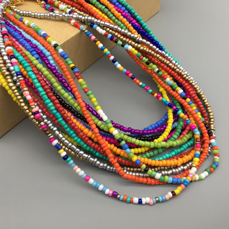 Wholesale Jewelry Ethnic Style Bohemian Geometric Glass Seed Bead Necklace display picture 1