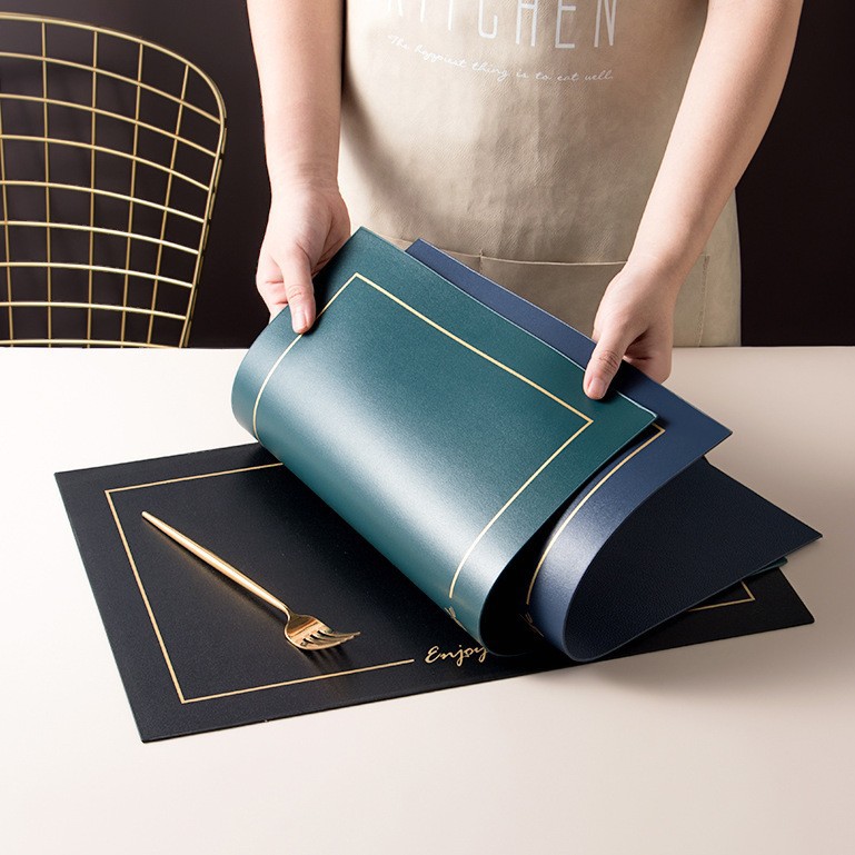 Nordic Western Style Dining Mat Household Leather Dining Table Mat Waterproof and Oil-proof American Style Dining Plate Mat Heat Insulation and Hot-proof Bowl Mat Light Luxury