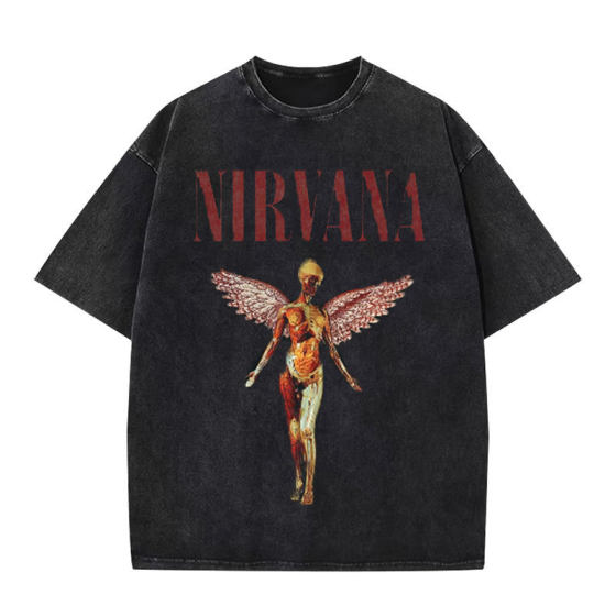 2025 Summer New Nirvana Band European and American Style Short-sleeved T-shirt Men's and Women's American Style Trendy Brand T-shirt