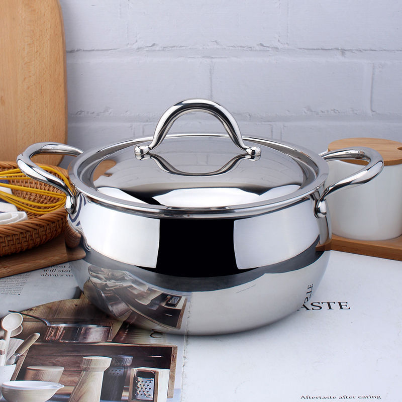 Chockmen Zhuo Deming 18 / 10 tambor de acero inoxidable de doble oreja caldera de acero cubierta sin recubrimiento guisado de fideos de cocción de sopa