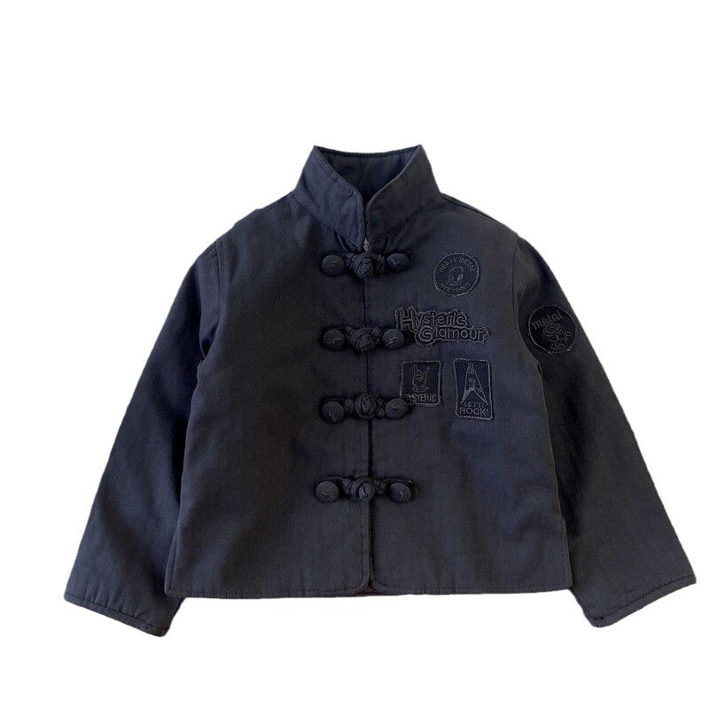 【スポット】日系童装秋冬中古DD児童中国式黒超刺繍綿服コート|undefined