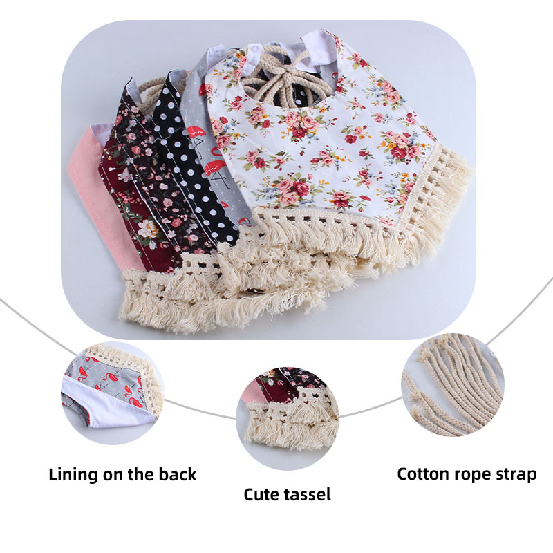 Impreso Flamingo vintage borla bebé babero algodón doble capa Correa recién nacido babero