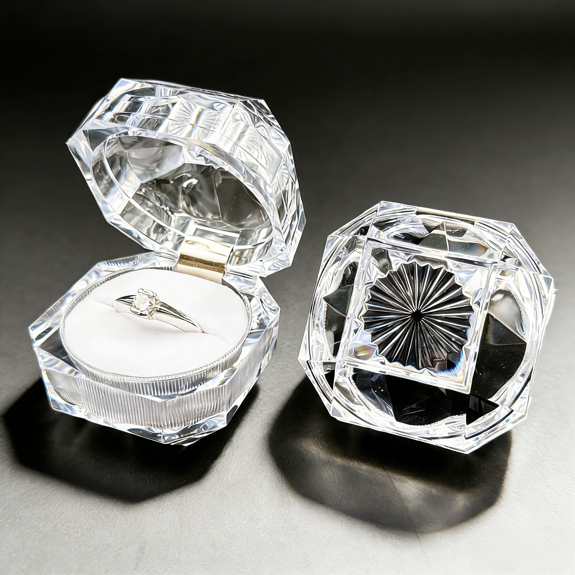 Caja de Almacenamiento de Acrílico Transparente de Fábrica Xuhui para Anillos, Joyas, Empaque de Pastillas, Joyero