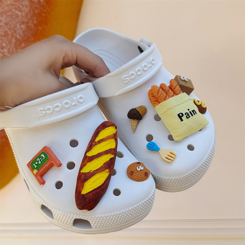 New Hole Shoes Accessory DIY Bread Sweet Food Simulation Eat Play Compatible Shoe Clips Shoe Flowers Accessory Decorations