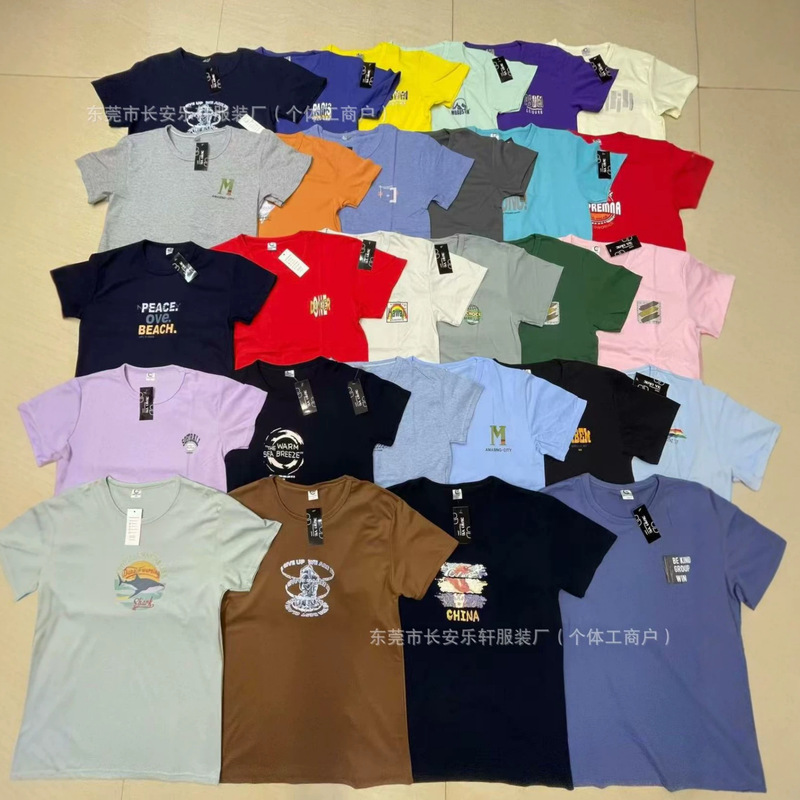 Foreign Trade Wholesale T-Shirts, Men's Short-Sleeve Cotton Summer T-Shirts, Men's Clothing T-Shirts, Cheap Clothing Sources for Street Stalls