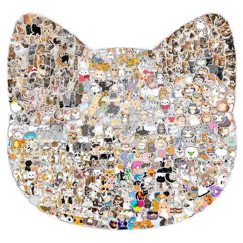 50 cross-border non-infringement cute kitten and puppy graffiti stickers for mobile phones, water bottles, computer waterproof handbook stickers