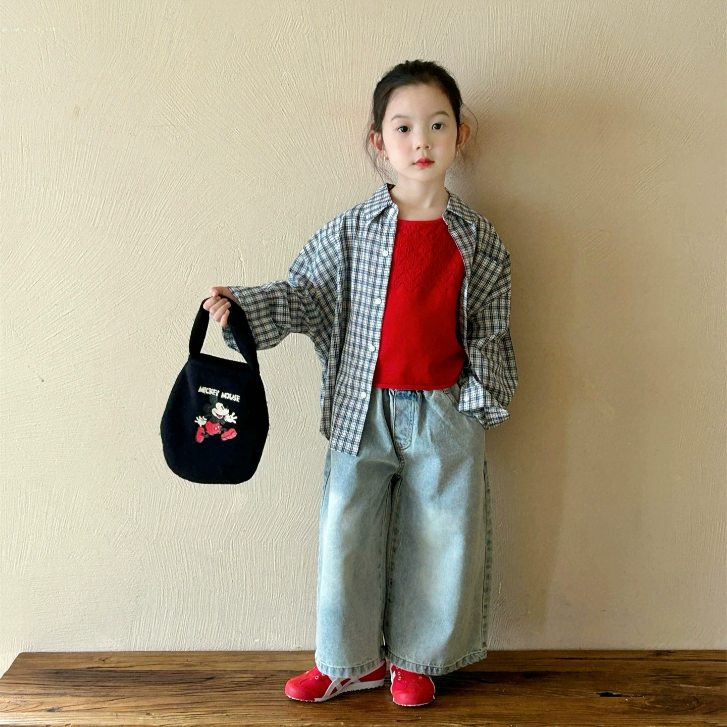 Лёгкая летняя рубашка, knitted жилет, джинсы, комплект, западный стиль, 3 предмета