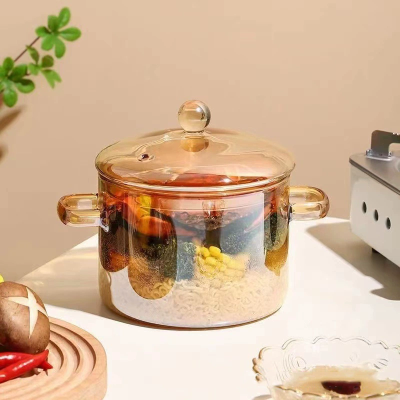 Amber Glass Stew Pot with Lid - двойной край чаши для лапши, электрический подогрев, 13,5 л/1,5 л/1,9 л