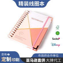 线圈笔记本电镀金属护角创意手账本带松紧绳a5记事本英文硬壳本子