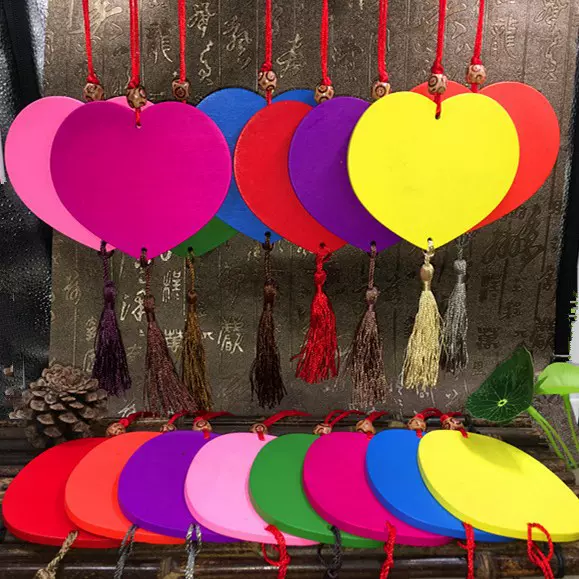 爱心许愿牌祈福牌风铃装饰木牌旅游景区工艺品吊牌幼稚园可印LOGO