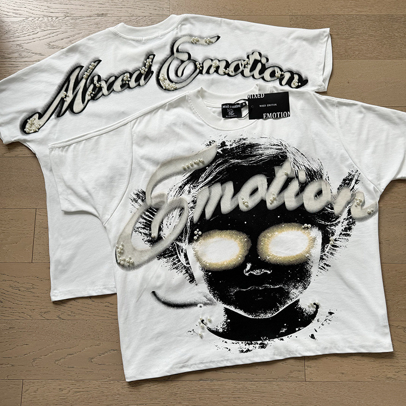 Tarjeta de marca de moda americana impresión de diamante caliente pareja de moda adolescente de verano chaqueta de manga corta camiseta