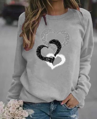European and American new women's casual round neck sweatshirt autumn and winter printed Santa Claus tops for women