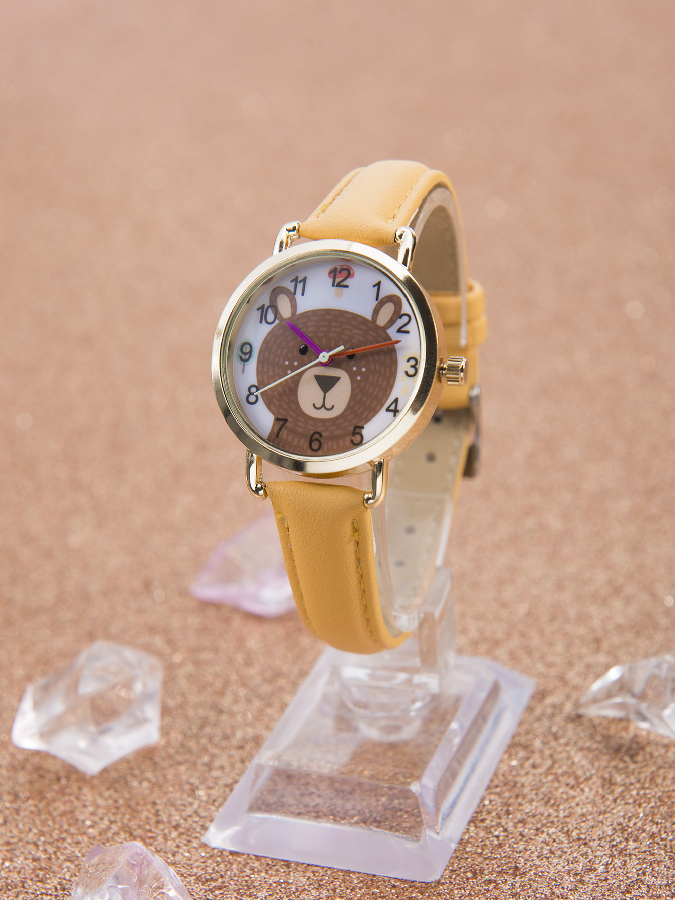 Nyt bedst sælgende ur, enkelt og sødt børneur, pointer-stil tegneseriebamse kvartsur, temperamentur_voghion.com