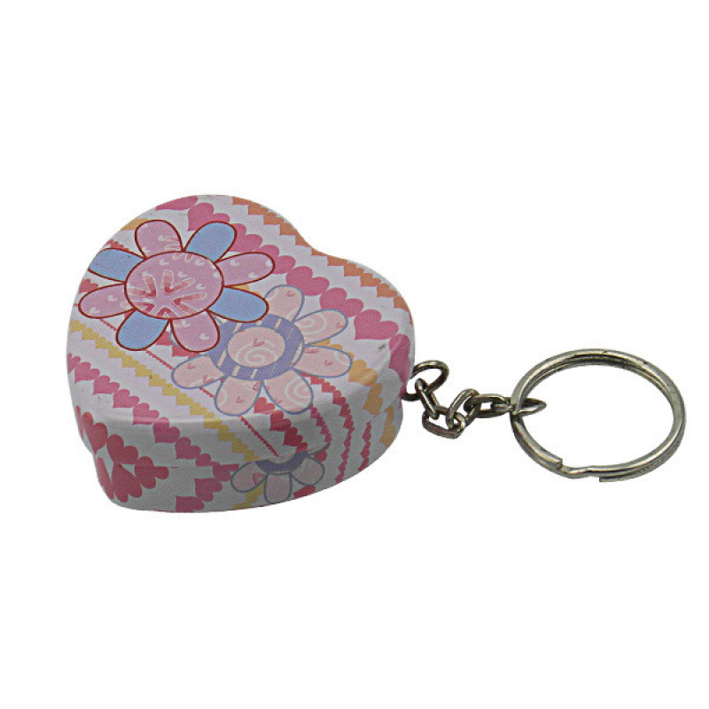 小心形铁盒带钥匙扣 糖果小铁盒 润喉糖果铁盒 儿童糖果赠品铁盒