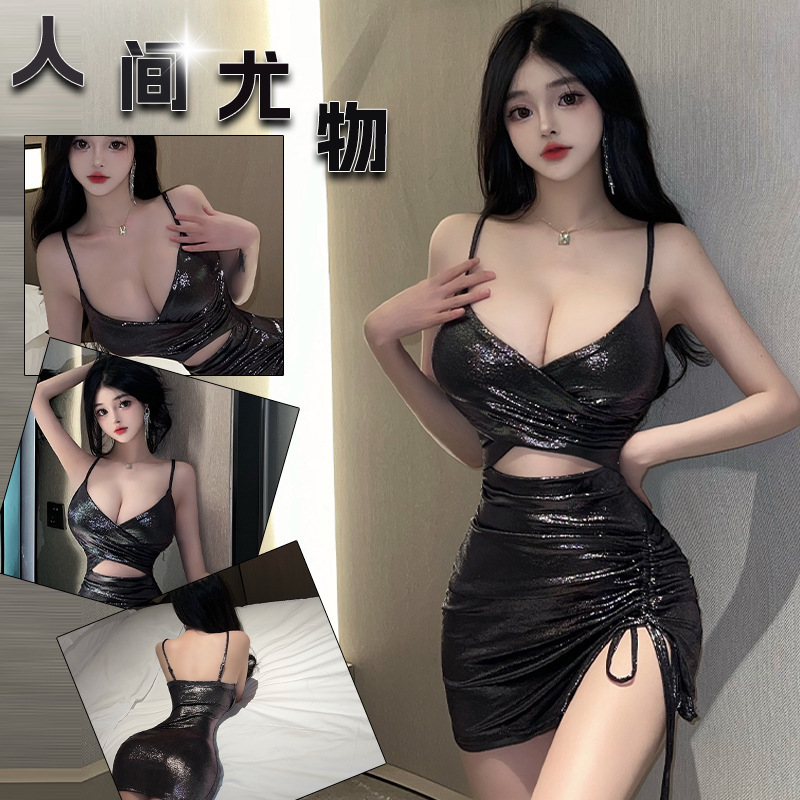 Ai Ruru Sexy Lingerie, Passionate and Tempting, with Straps, Shiny, Revealing Breasts, Factory Direct Sale, Slit Hip-Hugging Skirt 5826 Ai Ruru Sexy Lingerie, Passionate and Tempting, with Straps, Shiny, Revealing Breasts, Factory Direct Sale, Slit Hip-Hugging Skirt 5826
