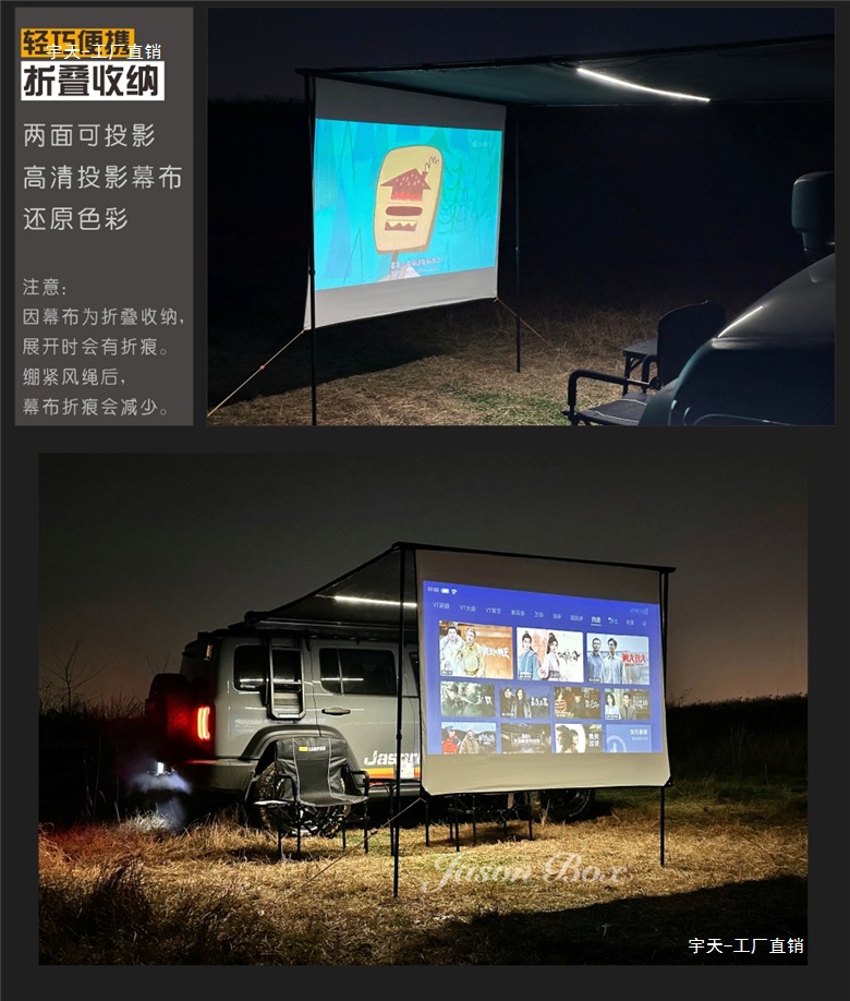 Jensen Outdoor Blackened Car Side Tent Black Rubber Canopy Tent Aluminum Side Tent Off-road Awning Camping Room Car Yutian