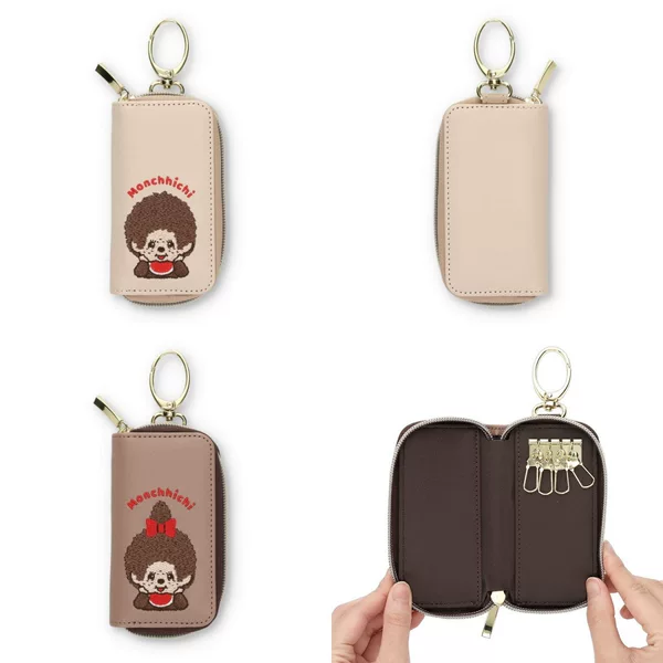 Japanese-Style Monchhichi Cute Large-Capacity Multifunctional Key Pouch Cartoon Plush Embroidery Car Key Storage Bag Holder