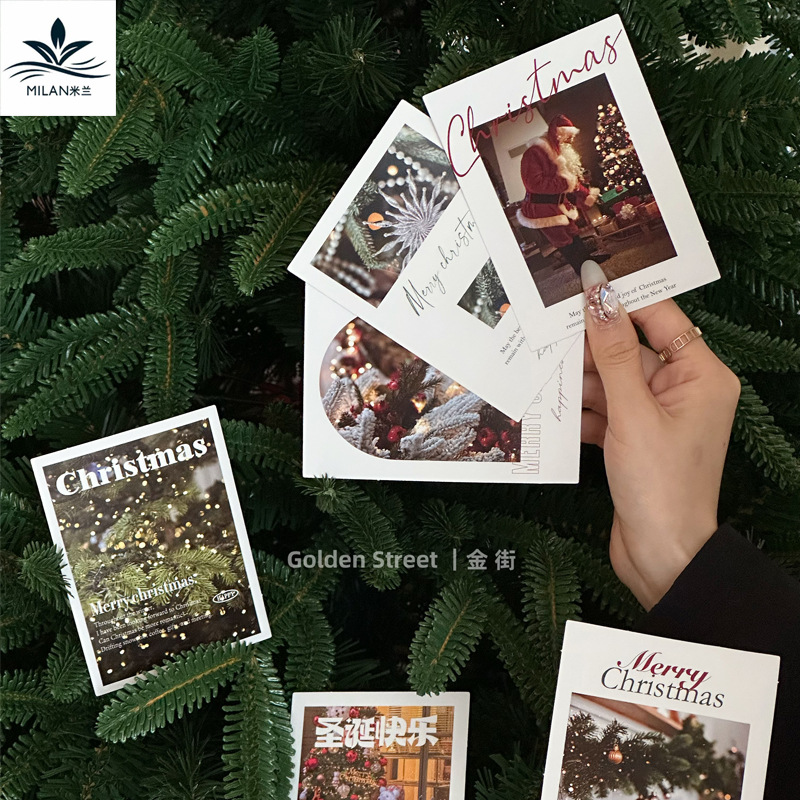 Tarjeta de felicitación navideña al por mayor del fabricante, ramo de Navidad, tarjeta de ramo DIY, tarjeta de mensaje de bendición navideña