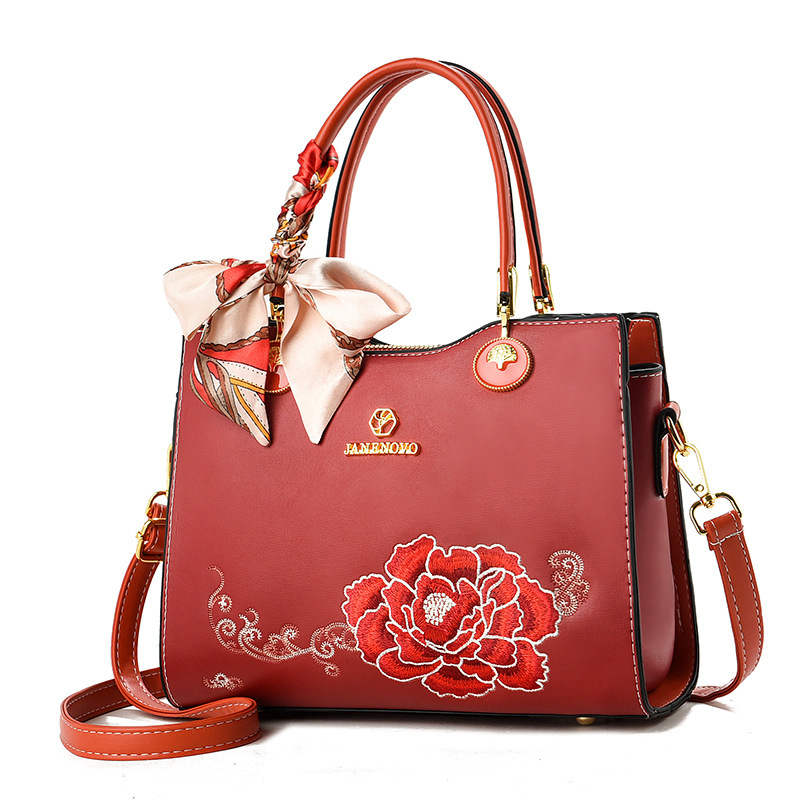 Bolsa de mano de mujer elegante regalo 2025 nuevo estilo para la suegra flores bordadas de moda bolso de hombro