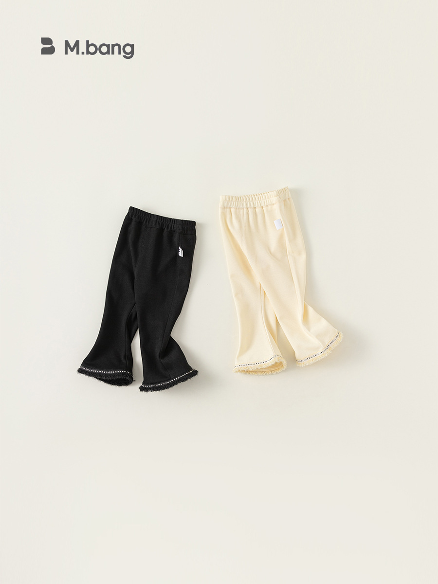 Pantalones acampanados de invierno estilo coreano para niñas de Yubao, con forro de felpa y pantalones infantiles gruesos.