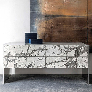 Light luxury hanjiangxue marble modern living room hallway cabinet marble tea sideboard cabinet wall integrated locker