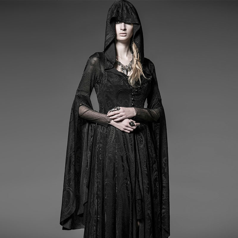 Halloween New Hooded Women's Knit dress Slim-Fit Slim cosplay Court Gothic Dark Costume