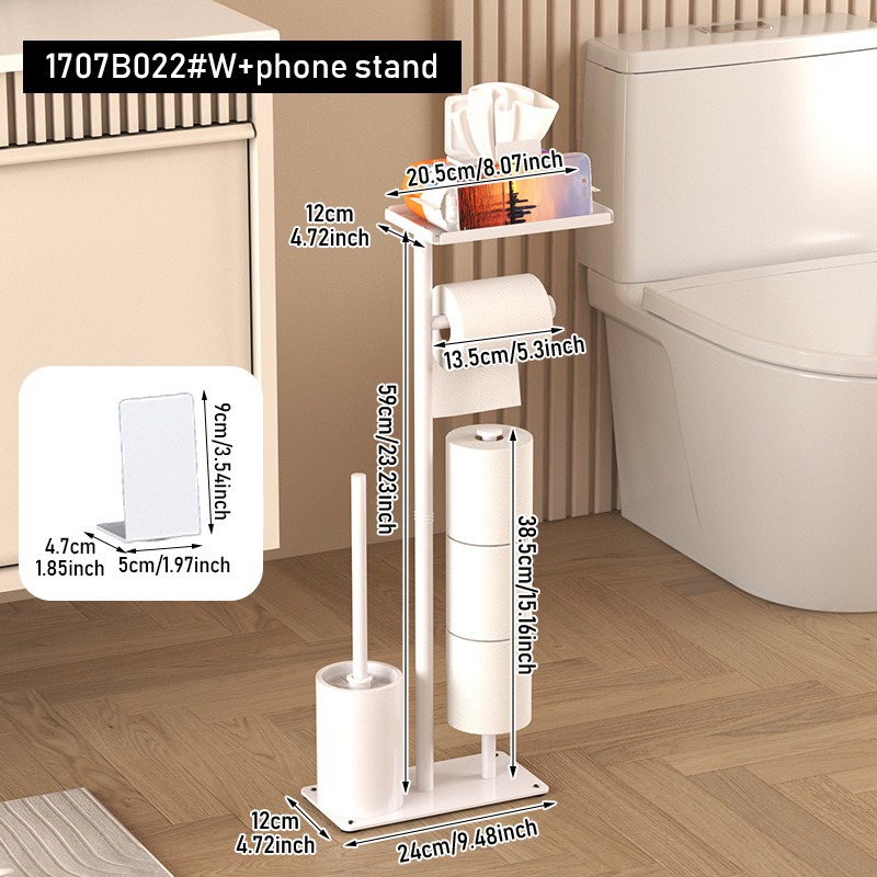 Rack de toallas de piso, estante de toallas de baño doméstico, estante de almacenamiento multifuncional de papel de rollo de inodoro, estante de teléfono móvil de inodoro
